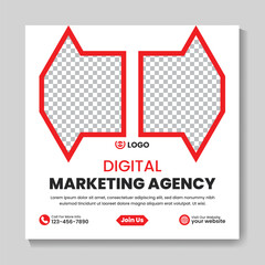 Creative digital marketing agency social media post design corporate square web banner template