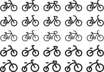 モノクロの自転車マークのベクターイラストセット