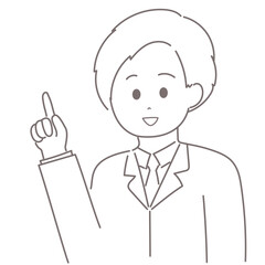 スーツの男性が指をさしているイラスト