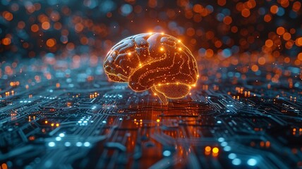 Obraz premium electrically powered brain with communication line