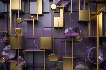 Abstract Gold and Purple Amethyst Modern Contemporary Background