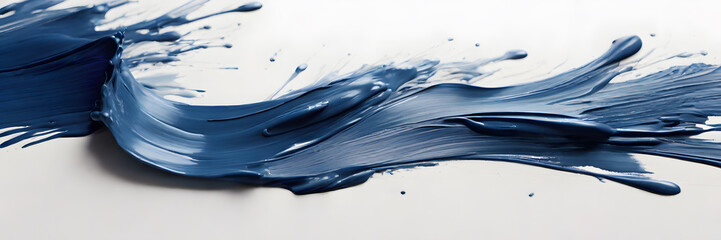 Blue oil paint, abstract texture on a white background. 3:1 texture banner and background style. ...