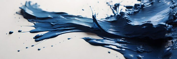 Blue oil paint, abstract texture on a white background. 3:1 texture banner and background style. ...