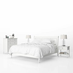Bedroom With White Furniture Mockup