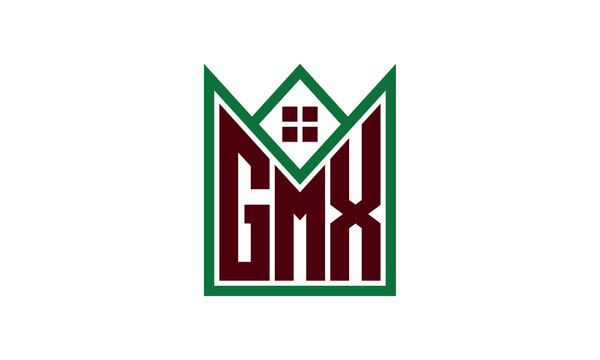 GMX initial letter real estate builders logo design vector. construction ,housing, home marker, property, building, apartment, flat, compartment, business, corporate, house rent, rental, commercial