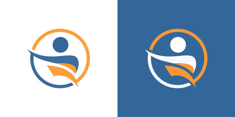 Person in circle round icon logo abstract human isolated graphic