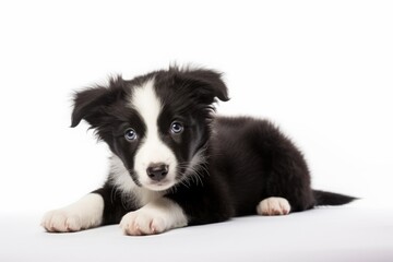 Naklejka na ściany i meble border collie puppy, black and white dog. shepherd breed, pet.