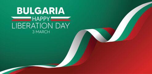 bulgaria liberation day 3 march flag ribbon vector poster