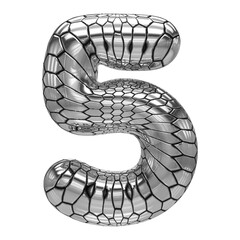 3d number silver . number 5