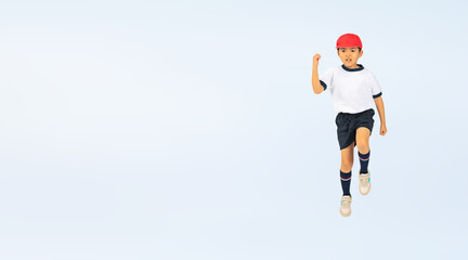 ジャンプする体操服を着た男の子（切り抜き背景透過PNGも販売しております。作成者リンクから「PNG」で検索してください）