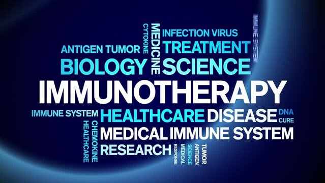 immunotherapy animated tag word cloud;text design animation kinetic typography seamless loop.