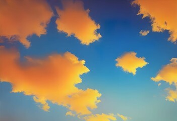 Fototapeta na wymiar 青空にオレンジの雲が浮かぶ