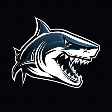 e-sport logo shark. Fierce Shark Illustrating the Majesty of Marine Life with Wide-Open Jaws
