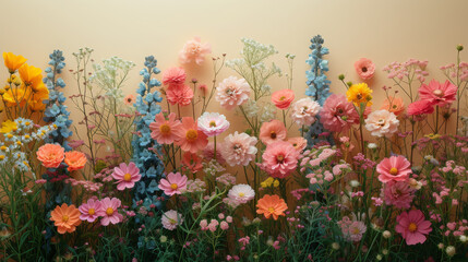 Colorful Flowers on Neutral Background