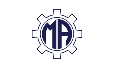 MA initial letter mechanical circle logo design vector template. industrial, engineering, servicing, word mark, letter mark, monogram, construction, business, company, corporate, commercial, geometric