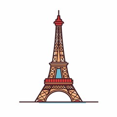 Vector eiffel tower cartoon icon illustration