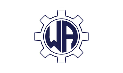 WA initial letter mechanical circle logo design vector template. industrial, engineering, servicing, word mark, letter mark, monogram, construction, business, company, corporate, commercial, geometric