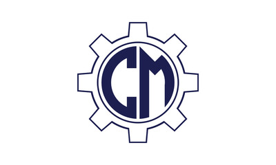 CM initial letter mechanical circle logo design vector template. industrial, engineering, servicing, word mark, letter mark, monogram, construction, business, company, corporate, commercial, geometric