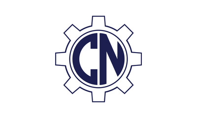 CN initial letter mechanical circle logo design vector template. industrial, engineering, servicing, word mark, letter mark, monogram, construction, business, company, corporate, commercial, geometric