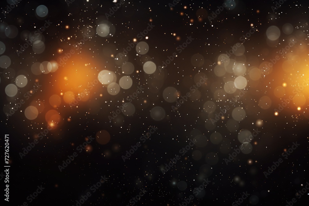 Poster a blurry backdrop with sprinkles and golden hue with full empty space, generative ai.