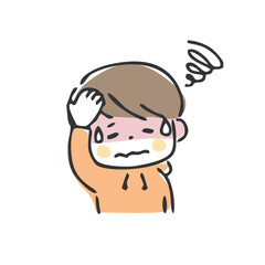 発熱する子供のイラスト