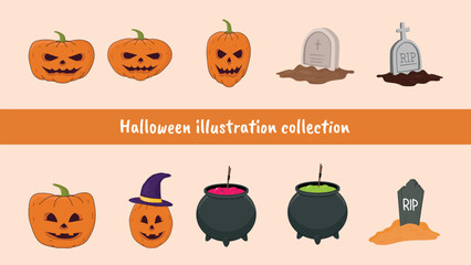 Halloween Collection Illustration Vector Set