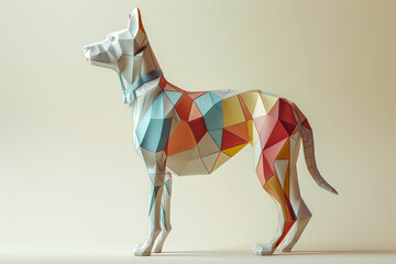 Obraz premium Geometric illustration of a dog in pastel tones. 