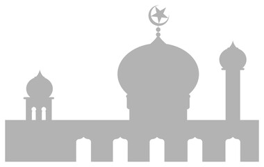 Mosque Silhouette, Flat Style. can use for Art Illustration, Decoration, Wallpaper, Background, Apps, Website, Logo Gram, Pictogram, Greeting Card or for Graphic Design Element. Format PNG