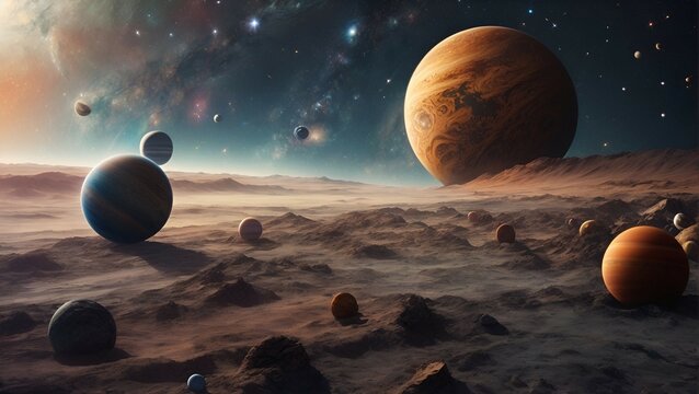 Planets in deep space, science fiction wallpaper. Beauty of deep space.