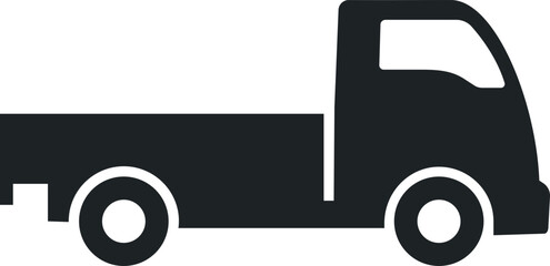 Truck lorry automobile pickup open carcass cargo transportation black minimalist icon vector flat