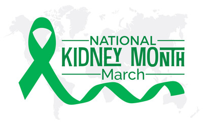 National Kidney Month Observed every year of March, Medical Awareness Vector banner, flyer, poster and social medial template design.