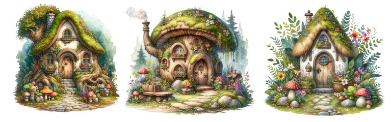 Cute Gnome House In a Watercolor Style