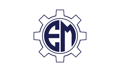 EM initial letter mechanical circle logo design vector template. industrial, engineering, servicing, word mark, letter mark, monogram, construction, business, company, corporate, commercial, geometric
