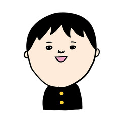 手描きの学ランを着た男子学生