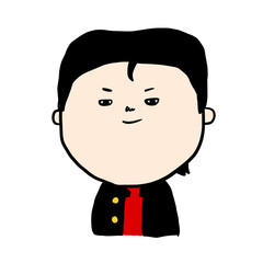 手描きの学ランを着た男子学生