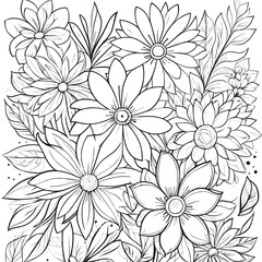 Floral coloring book pages for children and adults