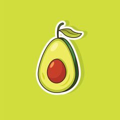 Vector illustration of avocado sticker 