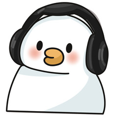 cute penguin with scraf and headphone
