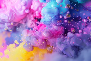 Fototapeta premium Abstract fantasy sky with neon clouds in a variety of colors. Generative AI