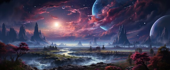An Otherworldly Vista Of A Distant Alien, Background Images And Pictures  - obrazy, fototapety, plakaty