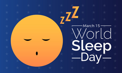World Sleep Day Observed every year of March 15th, Medical Health Awareness Vector banner, flyer, poster and social medial template design.