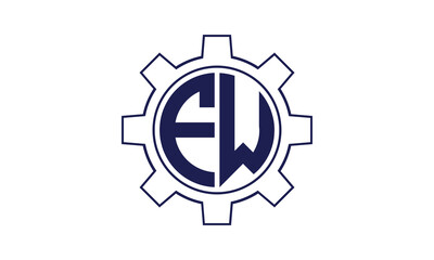FW initial letter mechanical circle logo design vector template. industrial, engineering, servicing, word mark, letter mark, monogram, construction, business, company, corporate, commercial, geometric