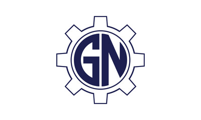 GN initial letter mechanical circle logo design vector template. industrial, engineering, servicing, word mark, letter mark, monogram, construction, business, company, corporate, commercial, geometric