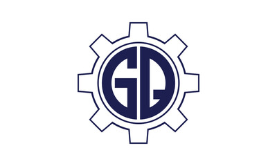 GQ initial letter mechanical circle logo design vector template. industrial, engineering, servicing, word mark, letter mark, monogram, construction, business, company, corporate, commercial, geometric