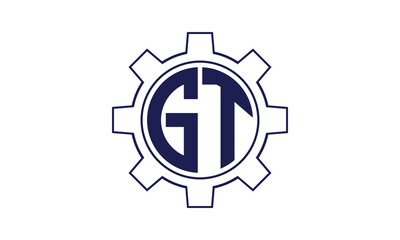 GT initial letter mechanical circle logo design vector template. industrial, engineering, servicing, word mark, letter mark, monogram, construction, business, company, corporate, commercial, geometric