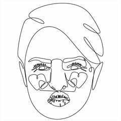 continuous line beautiful woman face