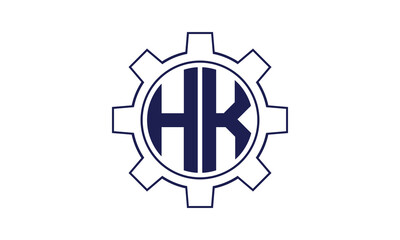 HK initial letter mechanical circle logo design vector template. industrial, engineering, servicing, word mark, letter mark, monogram, construction, business, company, corporate, commercial, geometric
