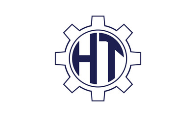 Obraz premium HT initial letter mechanical circle logo design vector template. industrial, engineering, servicing, word mark, letter mark, monogram, construction, business, company, corporate, commercial, geometric
