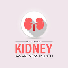 National Kidney Month Observed every year of March, Medical Awareness Vector banner, flyer, poster and social medial template design.