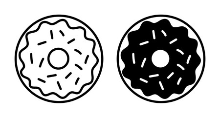 Donuts icon vector. Donut icons in line and flat style.  Bakery sign and symbol. - obrazy, fototapety, plakaty
